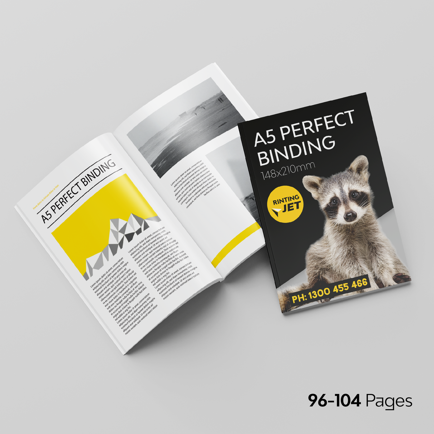 96-104pp A5 Portrait Perfect Binding Booklets 350GSM Cover with 150GSM Inner Pages