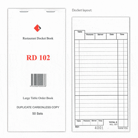 Sample Docket Book Restaurant Docket Order Book – Printing Jet